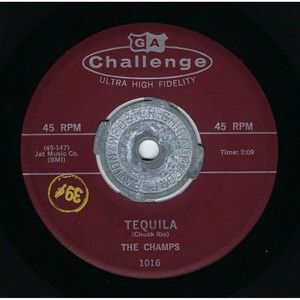The Champs Vinyl 45 Train To Nowhere / Tequila on Challenge VG Rock & Roll